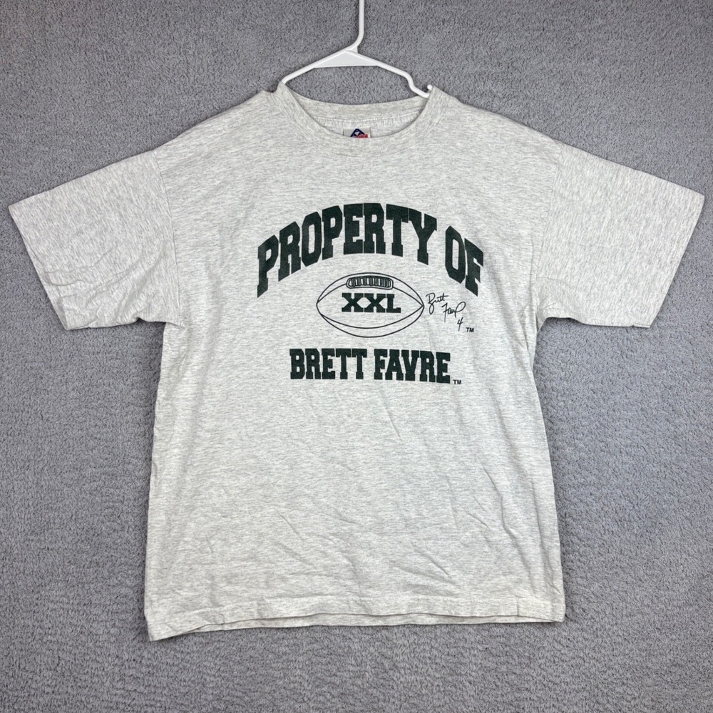 Vintage Brett Favre Shirt Mens XL Gray Alstyle Property Of Football 90s NFL